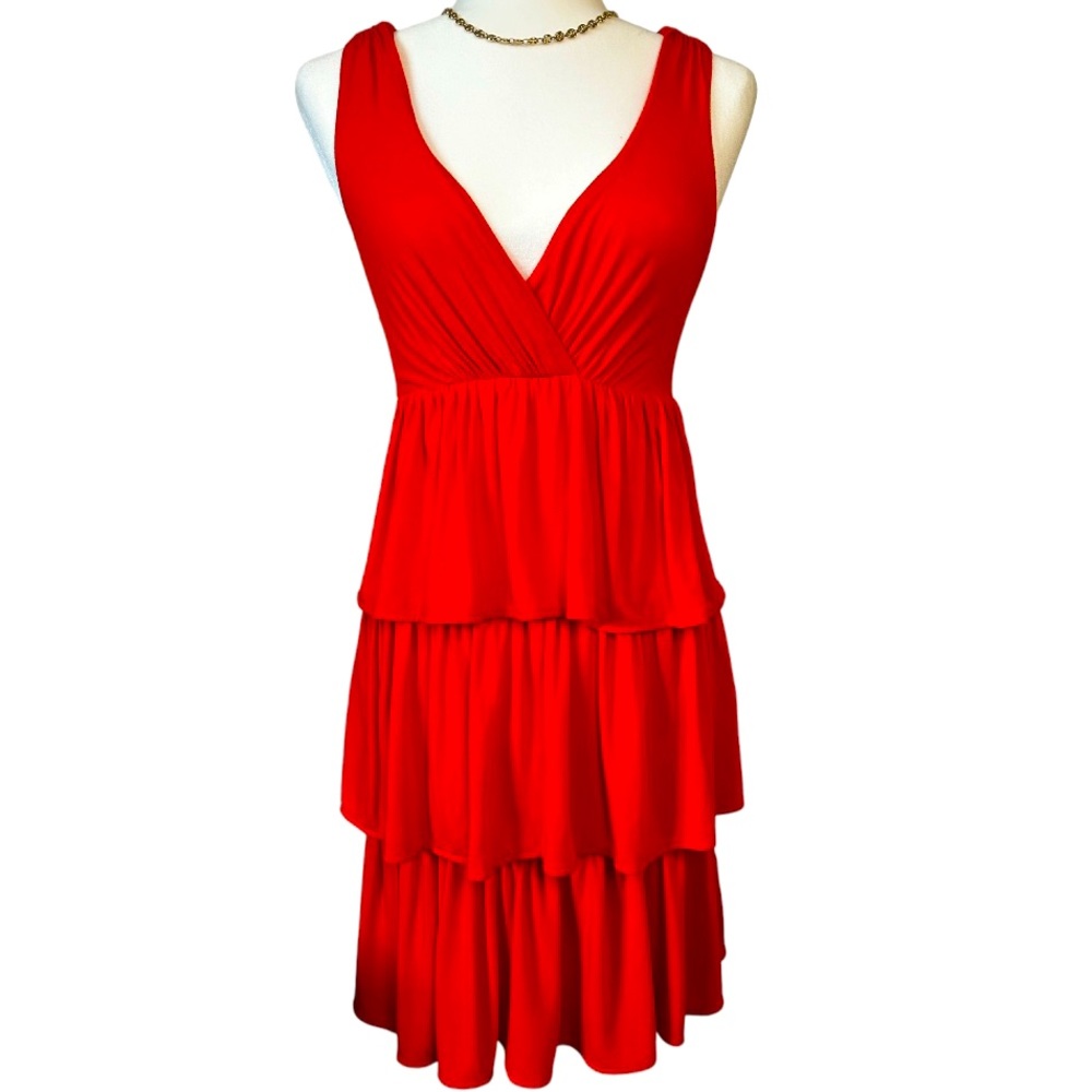 J.CREW Orange Tiered Ruffle Dress sz S